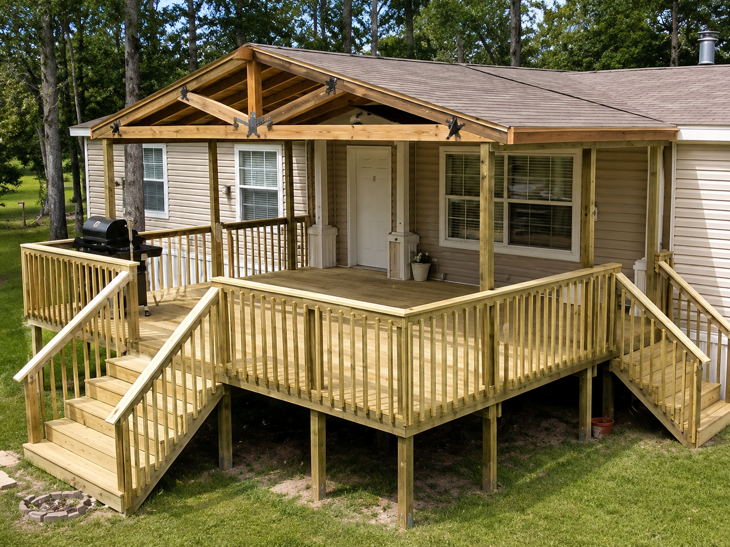 New deck built for a mobile home by Cal Star